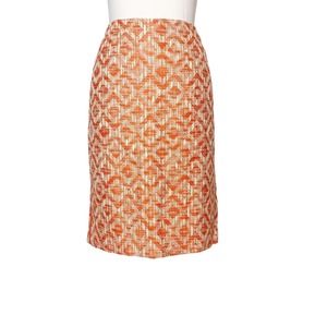 Lafayette 148 patterned pencil skirt leather trim